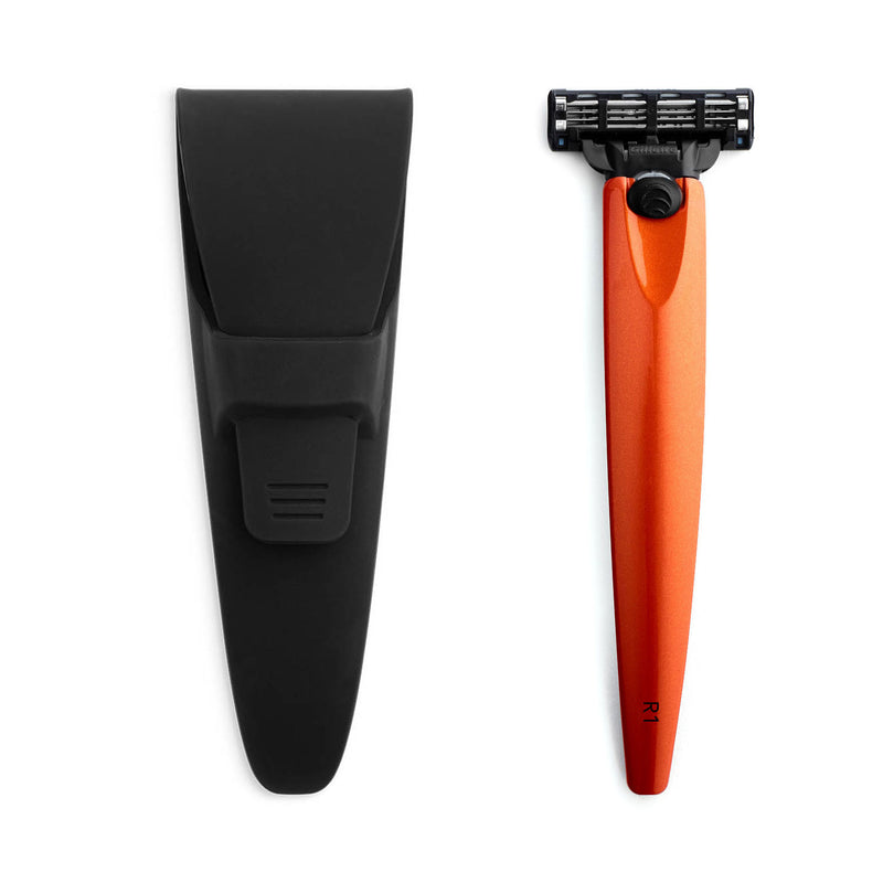 R1 Burnt Orange Razor and Case - Gillette Mach 3