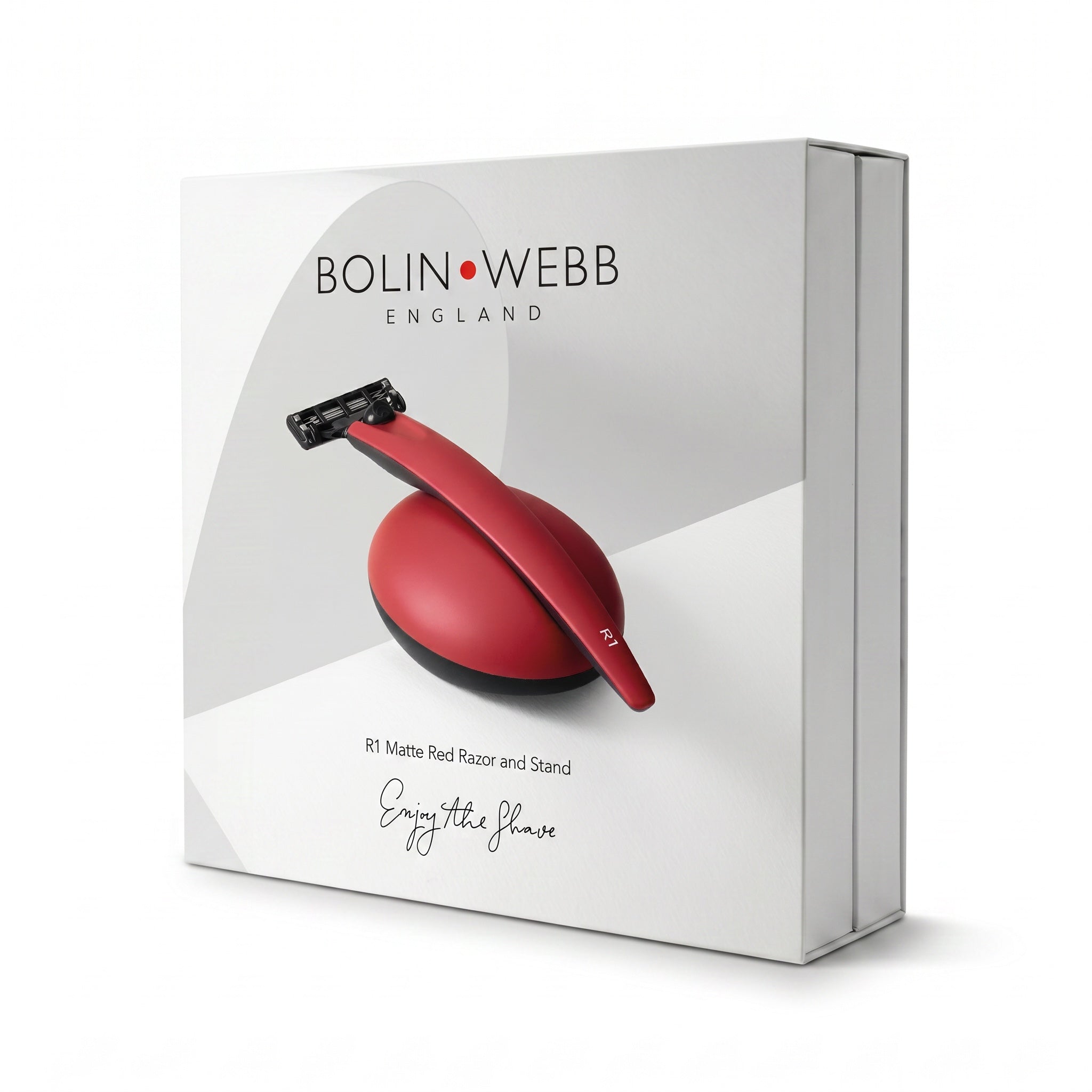 Red R1 Razor & Stand | Mach3 Matte Red Shaving Set For Men | Bolin Webb