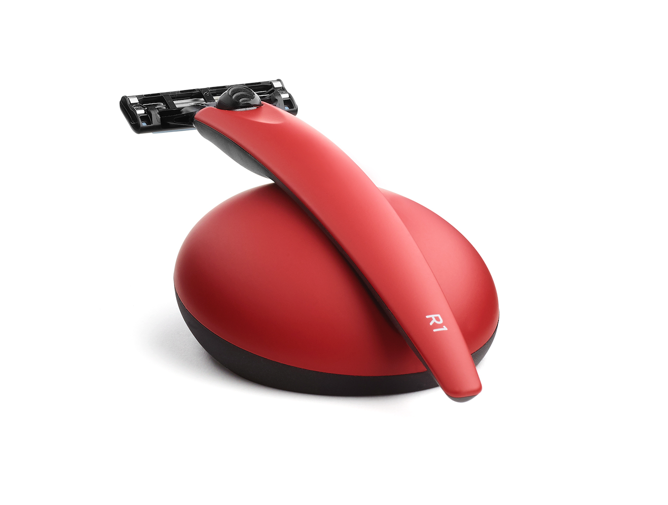 Red R1 Razor & Stand | Mach3 Matte Red Shaving Set For Men | Bolin Webb